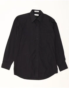 PIERRE CARDIN Mens Shirt Size 15 1/2 Medium Black Cotton CO17 - Picture 1 of 4