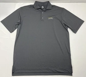 FootJoy Polo Golf Shirt Diamond Geometric Black Gray Men's L Arcadia Bluffs Logo - Picture 1 of 8