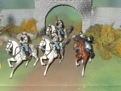 SET OF 4 CIVIL WAR CAVALRY SOLDIERS CHARGING ON HORSEBACK BY FORCES OF VALOR - Image 1 of 4