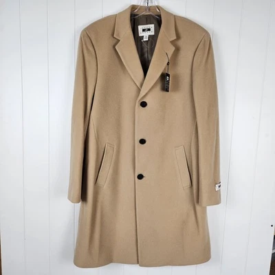 Joseph Abboud Wool Cashmere Blend Overcoat 42 L Tan Camel Lined Single Breast  - Image 1 of 4