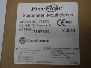 CAREFUSION FREEFLOW SPIROMETER MOUTHPIECES 773470 12/BOX "NEW" SEALED. - Picture 1 of 5