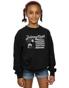 Johnny Cash Girls Flag Stripes Sweatshirt - Picture 1 of 11