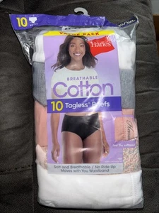 Hanes Womens 10-Pack Cotton Briefs Lady Underwear Panties Size 10/3xl OPEN Pack - Picture 1 of 2