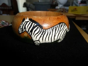 ZEBRA HANDBEMALT SAFARI HOLZ 1 1/2" MIT ARMREIF ARMBAND #29/16 - Bild 1 von 7