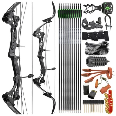 40-55lbs Recurve Bow Hunting Fishing 320FPS Compound Bow Archery Target Shooting - Image 1 of 4