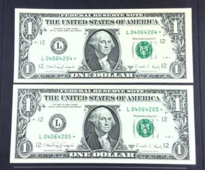Consecutive Serial # -1988A San Francisco Star Replacement $1 (Fr. 1916L*) Unc - Picture 1 of 10
