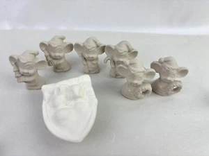 Vtg Lot Clay Mold Christmas Miniature Mouse Mice Figurines Unglazed Unpainted - Picture 1 of 12