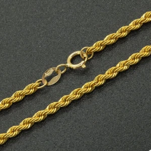 18K Gold Rope Chain Singapore Twist Necklace Men Women 2mm 16"-24" - Picture 1 of 11