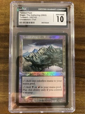 MTG✨TAINTED PEAK FOIL✨Torment CGC 10 GEM MINT Uncommon DUAL MANA Land POP 3 ! - Image 1 of 4