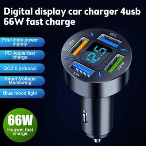 Universal 4-Port USB Car Charger 12V Lighter Socket Adapter Plug Fast Charging - Picture 1 of 16