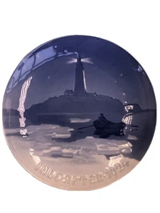 1924 Bing & Grondahl jährlicher Weihnachtsteller Leuchtturm Boote - Bild 1 von 5