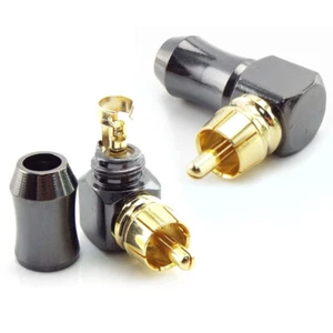 Conector de enchufe RCA adaptador de audio terminal chapado en oro de 90 grados para cable de 6,2 mm - Imagen 1 de 8