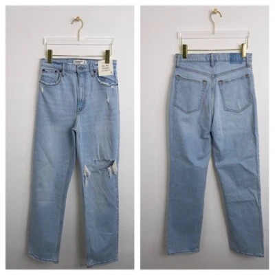 Abercrombie & Fitch Ultra High Rise 90s Straight Jean 28 (6R) Light Blue NWT - Image 1 of 4