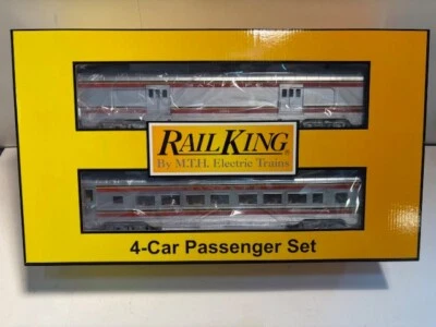 MTH RAILKING 30-68240 Santa Fe 4-Car 60’ Streamlined Passenger Set. O GAUGE. NIB - Image 1 of 3