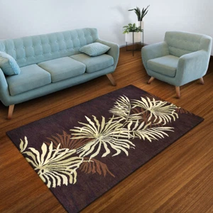Eco-Friendly Hand Tufted Wool Area Rug Floral Brown BBH Homes BBK00666 - Picture 1 of 9