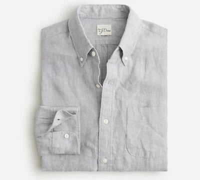 J Crew Linen Baird McNutt Solid Gray Shirt Slim Fit (Various Sizes) - Image 1 of 4