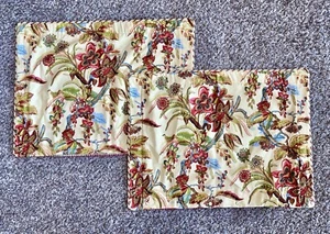 (2) ROSE TREE Jacobean Yellow Floral Pillow Shams Cases STANDARD/KING Striped - Picture 1 of 10