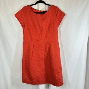 Just Taylor Dress Women’s Size 14 Orange Geometric Quilted Pattern Retro Work - Picture 1 of 8