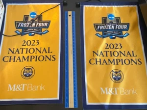 2 QUINNIPIAC 2023  NCAA NATIONAL HOCKEY CHAMPIONS SGA MINI WALL BANNERS - NEW - Picture 1 of 2