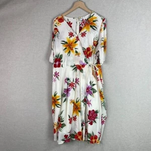 Old Navy Womens Faux Wrap Floral Dress Size 1X Waist Defined Tropical Botanical - Picture 1 of 10