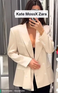 ZARA x Kate Moss Blazer Jacke Elfenbein Größe M Ref 9394/712 UVP 119,99£ - Bild 1 von 12