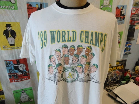 Oakland Athletics 1989 World Series Champs A's Caricature T Shirt XL Cover