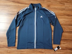 Adidas Jacket Golf Men’s French Terry Crew Navy Long Sleeve Full Zip Mens Large - Picture 1 of 5