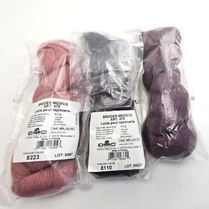 3 HKS VINTAGE DMC BRODER MEDICIS WOOL THREAD 623 YDS EA: MAROON, MAUVE + BM - Picture 1 of 1