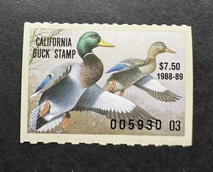 WTDstamps - 1988 CALIFORNIA - State Duck Stamp - Mint OG NH - Picture 1 of 2