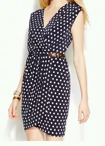 NUEVO MICHAEL Michael Kors Vestido Lunares Imitación Envoltura Talla Pequeña Grande - Imagen 1 de 5