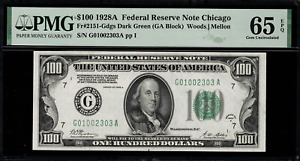1928A $100 Federal Reserve Note - Chicago FR. 2151-G - Graded PMG 65 EPQ