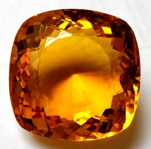 AAA+ Large Yellow Citrine 95.10 Ct. Cushion Cut Loose Gemstone @Christmas Sale - Picture 1 of 6