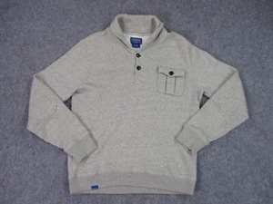 Pendleton Mens Sweater Medium Beige Shawl Collar Soft Pullover Elbow Patch - Picture 1 of 15
