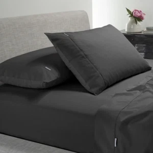 Heston 300 Thread Count Cotton Percale Sheet Set Charcoal by Bianca - Picture 1 of 9