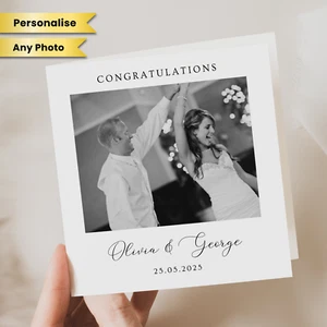 Personalisierte Foto Hochzeitstag Karte Hochzeit Fotokarte Glückwunsch Hochzeit - Bild 1 von 3