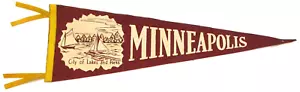 RARE VINTAGE MINNEAPOLIS MINNESOTA CITY of LAKES & PARKS HISTORICAL FELT PENNANT - Picture 1 of 4
