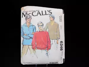Maglione uomo McCall's Pattern #6346 taglia media vintage 1978 NON TAGLIATO - Foto 1 di 2