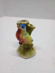 Vintage Czechoslovakian Ceramic bird 2 bud vase stamped read - Picture 1 of 5
