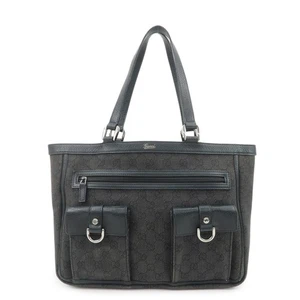 GUCCI Abbey GG Canvas Leather Tote Bag Shoulder Bag Black 268639 Auth Used F/S - Picture 1 of 24
