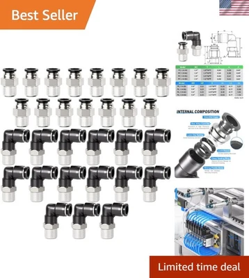 Pack of 30 - Elbow & Straight Push to Connect Fittings, 1/4'' NPT Technology - Image 1 of 4