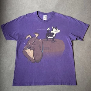 Camicia vintage Looney Tunes XL Pussyfoot Marc Anthony viola manica corta made in USA - Foto 1 di 8