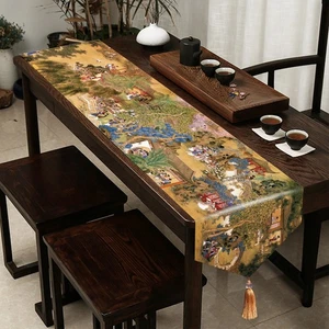 Corredor de mesa de doble capa con borla decoración china El sueño de la mansión roja - Imagen 1 de 7