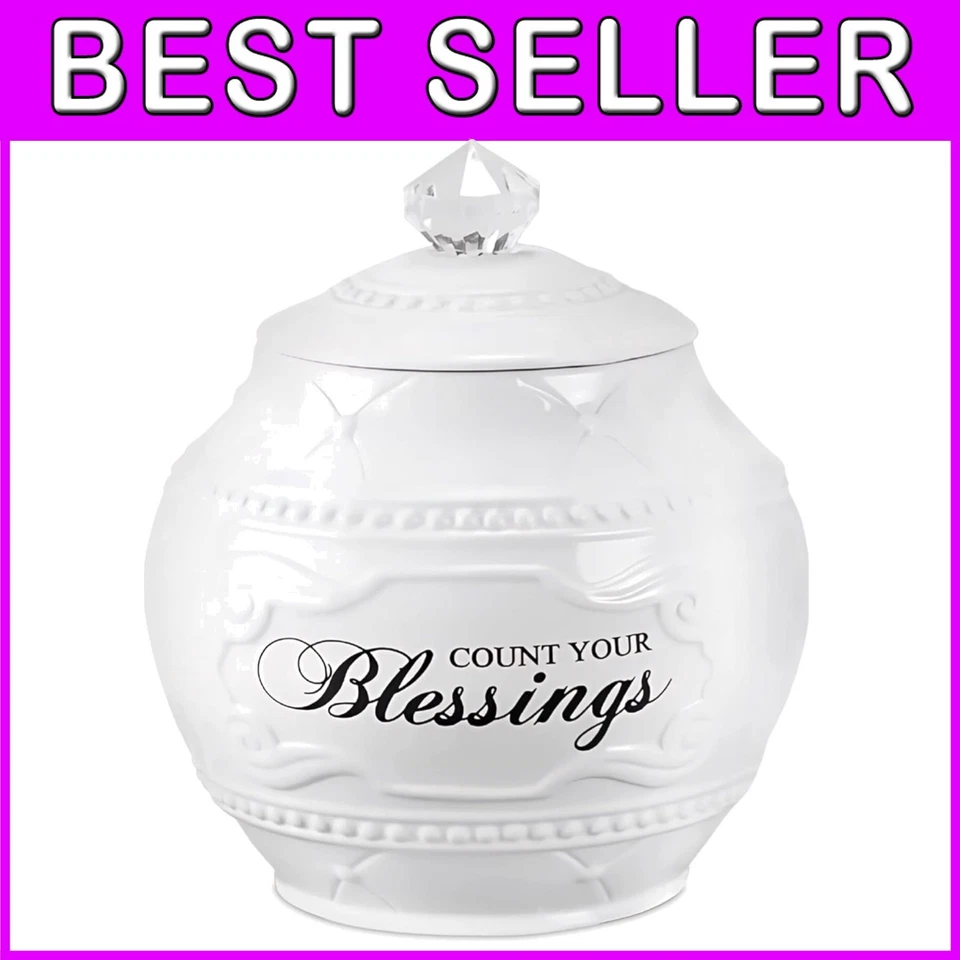 Youngs Ceramic Blessing Jar With 36 Blessings 6.75 Inch