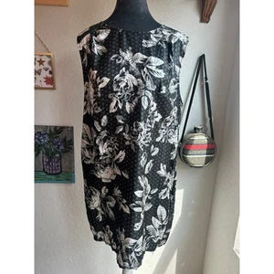 Topshop Sz 8 - silk dress- mini sheath sleeveless- black yellow abstract unlined - Picture 1 of 6