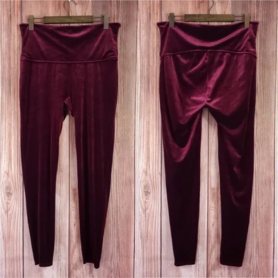 Spanx Womens Size 2X Velvet Leggings High Waisted Rich Burgundy 2070P - Image 1 of 4