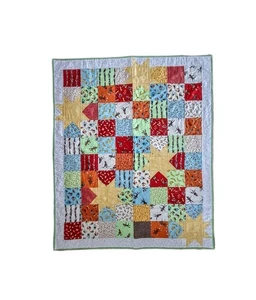 Handmade 100% Cotton Funky Sock Monkeys Baby Quilt 40"x50" EUC - Picture 1 of 8