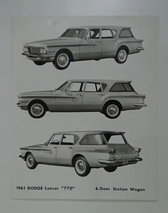 1961 Dodge Lancer 770 4-Door Station Wagon 8"x10" B&W Photo Press Release #G-25 - Picture 1 of 3