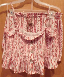 Ivory & Burgundy AZTEC pattern 2 pc SMOCK Short SET~Junior XL (15-17)~NEW w/tag - Picture 1 of 2