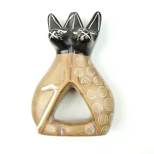 Moderne Katzenfigur hergestellt in Kenia 5 cm hoch 3,5 cm breit - Bild 1 von 8