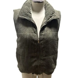 Staccato olivgrüne weite Cord wattierte gefütterte Weste ärmellose Jacke Small - Bild 1 von 5